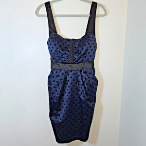 Y2K City Triangles Polka Dot Mini Dress Size M Black Navy Velvet Coquette